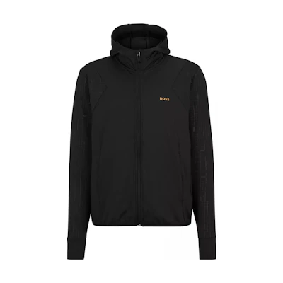 HUGO BOSS FW22 Solid Logo Embroidered Zip Hoodie Jacket Men’s Black 50476943-001