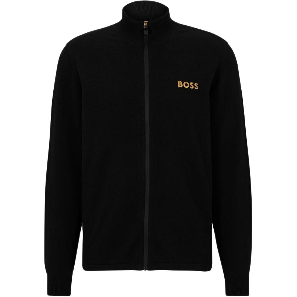 HUGO BOSS FW22 Solid Logo Embroidered Zip Sweatshirt Black () 50482397-001