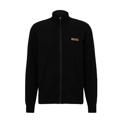 HUGO BOSS FW22 Solid Logo Embroidered Zip Sweatshirt Black () 50482397-001