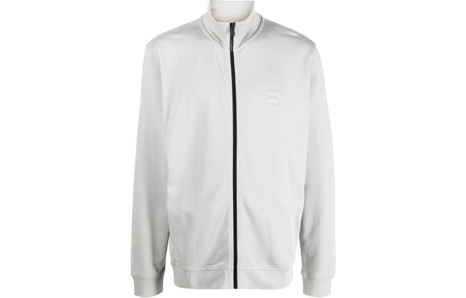 HUGO BOSS FW22 Solid Logo Full-Zip Hoodie Jacket Grey 50468428-037