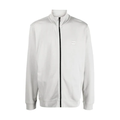 HUGO BOSS FW22 Solid Logo Full-Zip Hoodie Jacket Grey 50468428-037