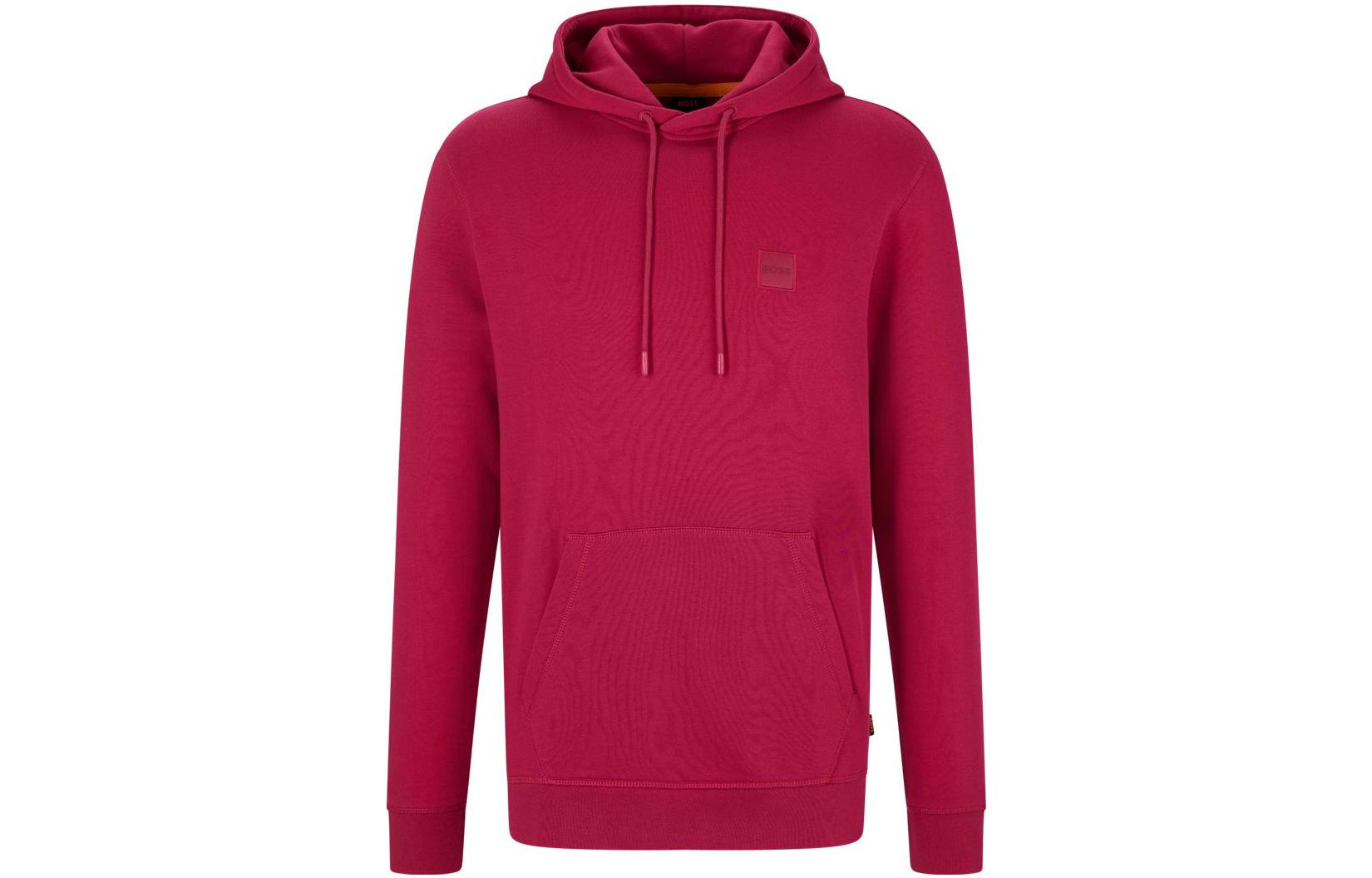 HUGO BOSS FW22 Solid Logo Patch Drawstring Hoodie Red () 50468445-673