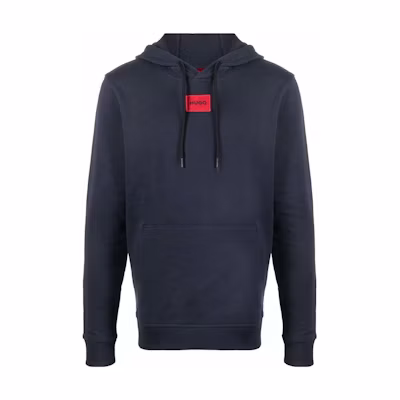 HUGO BOSS FW22 Solid Logo Patch Hoodie Blue 50458700-405