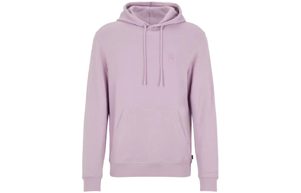 HUGO BOSS FW22 Solid Logo Patch Hoodie Light Purple Long Sleeve 50468445-536
