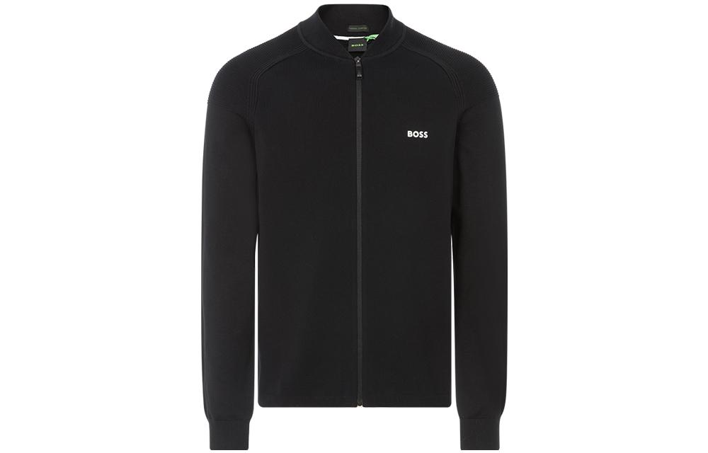 HUGO BOSS FW22 Solid Logo Print Long Sleeve Jacket Men’s Black 50475183-001