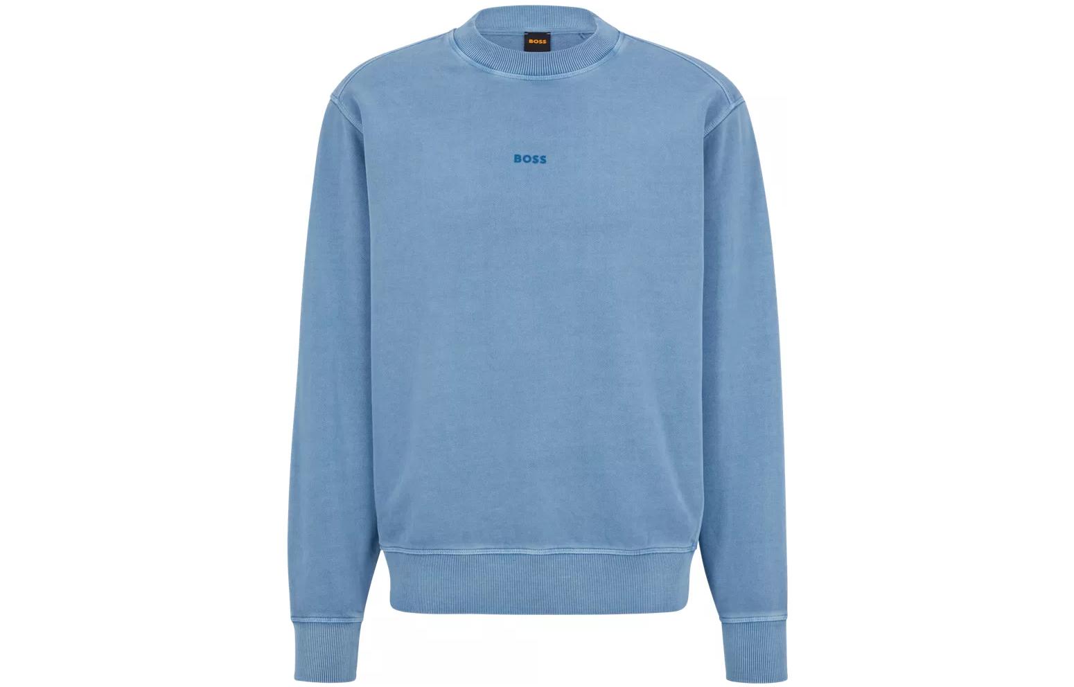 HUGO BOSS FW22 Solid Logo Print Sweatshirt Light Blue 50472271-459