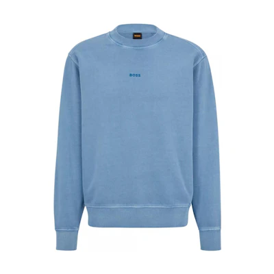 HUGO BOSS FW22 Solid Logo Print Sweatshirt Light Blue 50472271-459