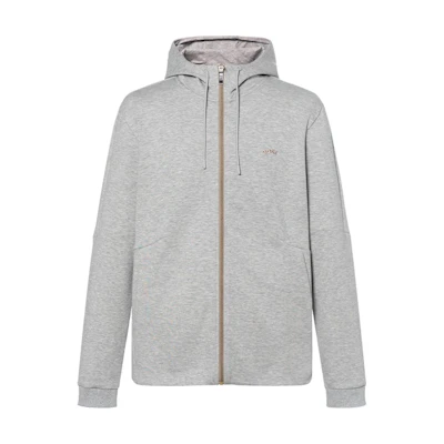 HUGO BOSS FW22 Solid Logo Print Zip Sweatshirt Light Grey - 50477132-059