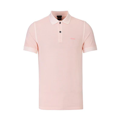 HUGO BOSS FW22 Solid Logo Printed Pink Short Sleeve Polo Shirt. 50468576-694