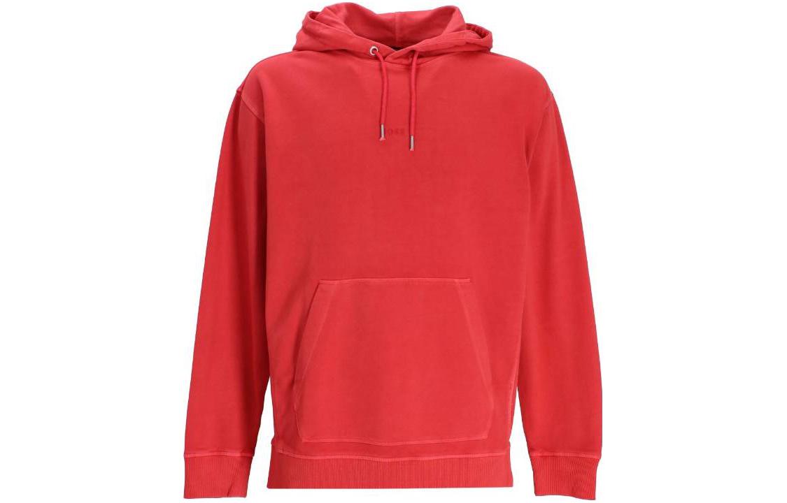 HUGO BOSS FW22 Solid Logo Pullover Hoodie Red Menswear 50472411-623