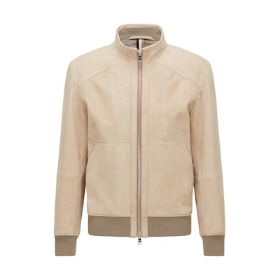 HUGO BOSS FW22 Solid Turtleneck Long-Sleeve Jacket in Dark Beige 50469845-275