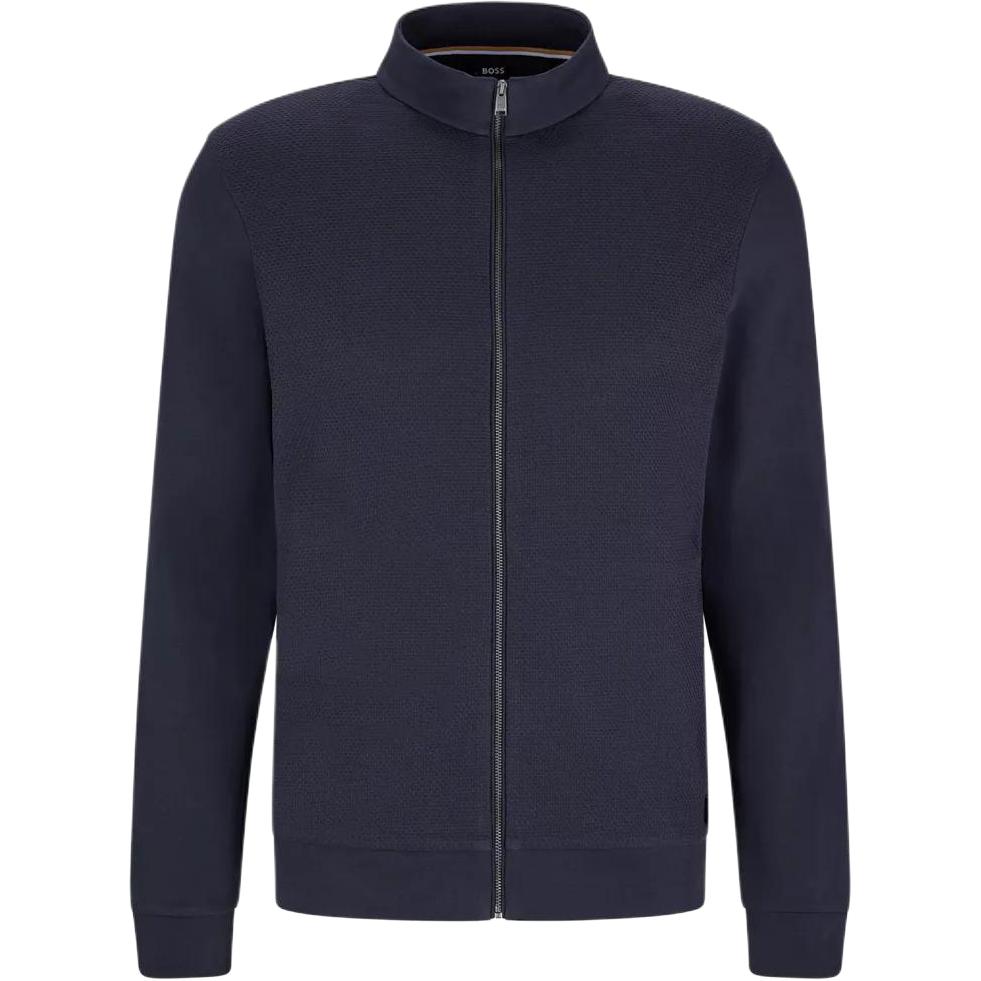 HUGO BOSS FW22 Solid Zip-Up High Collar Sports Jacket Men’s Navy Blue 50468543-404