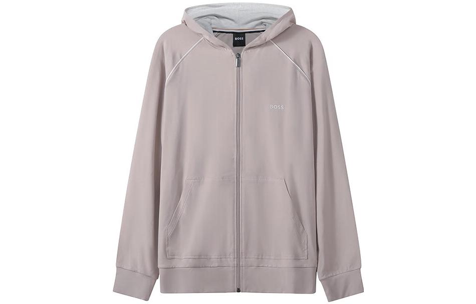 HUGO BOSS FW22 Solid Zip-Up Hoodie in Dark Beige 50469581-275