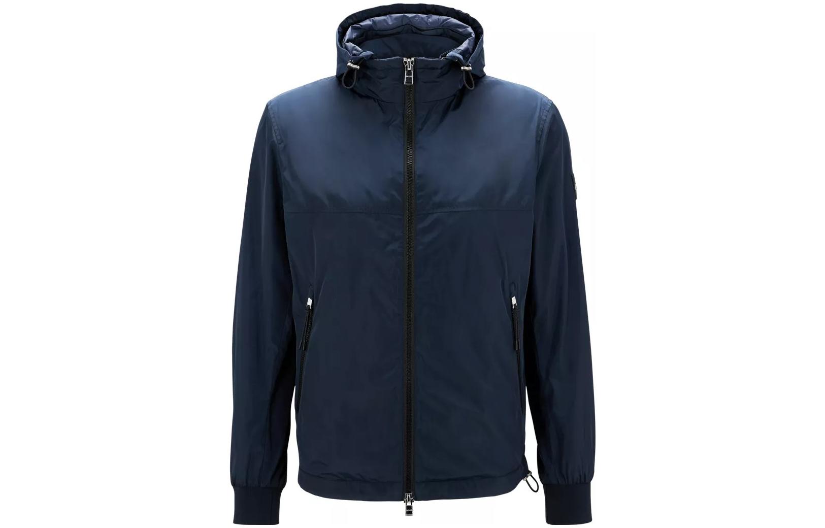 HUGO BOSS FW22 Solid Zip-Up Hoodie Jacket Blue 50477459-404