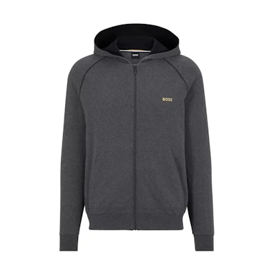 HUGO BOSS FW22 Solid Zip Hoodie Men’s Long Sleeve Dark Grey 50469581-010