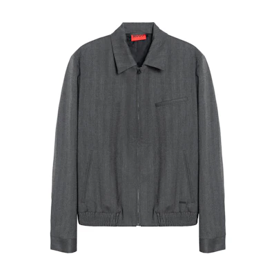 HUGO BOSS FW22 Striped Collar Zip Long Sleeve Jacket Grey 50479651-021