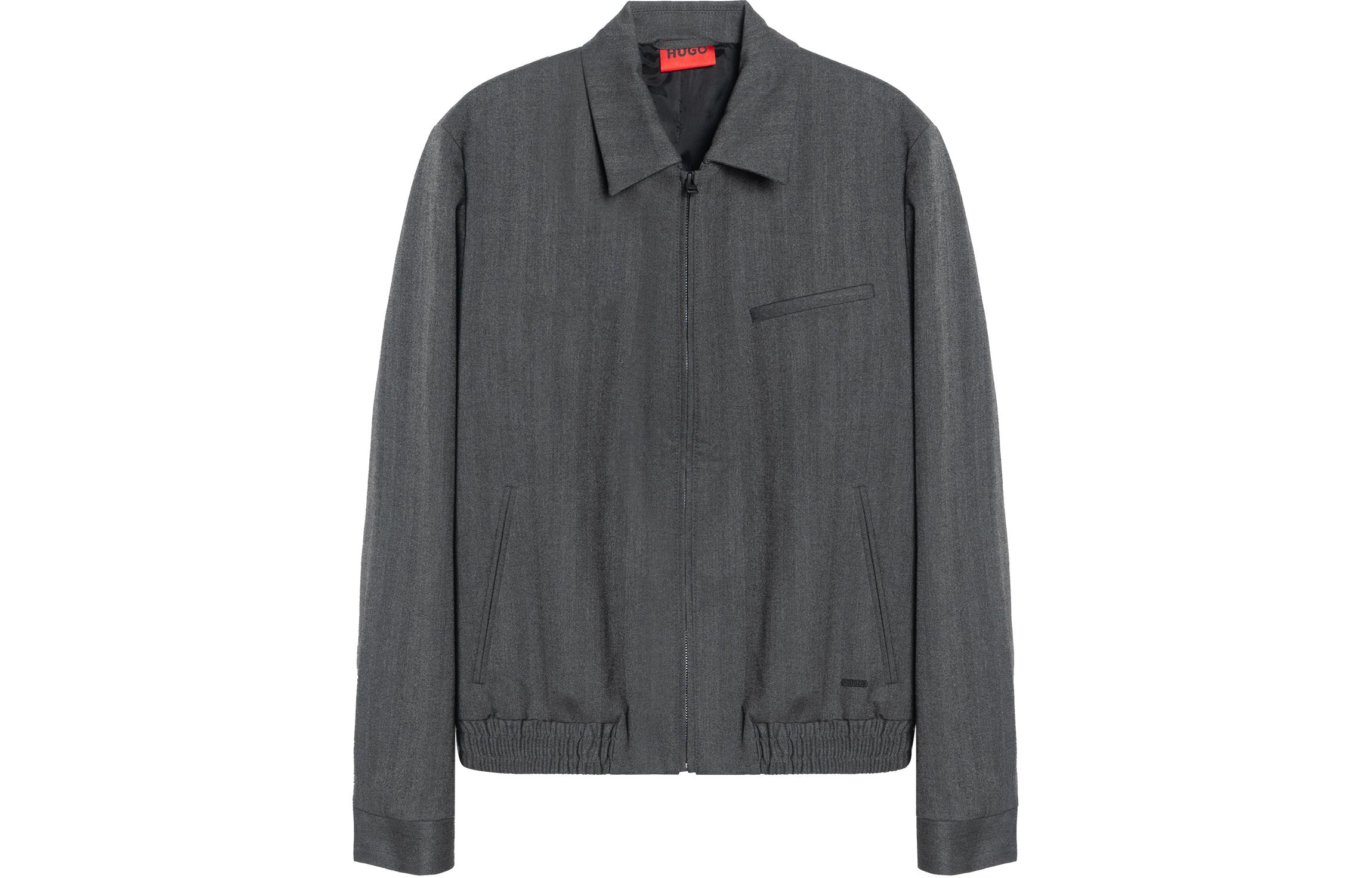 Order HUGO BOSS FW22 條紋領拉鍊長袖外套 灰色 50479651-021