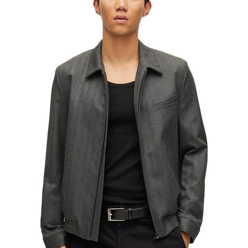 Purchase HUGO BOSS FW22 條紋領拉鍊長袖外套 灰色 50479651-021