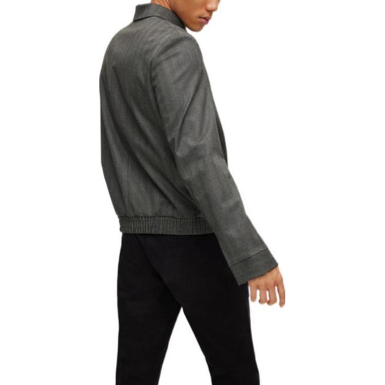 Details for HUGO BOSS FW22 條紋領拉鍊長袖外套 灰色 50479651-021