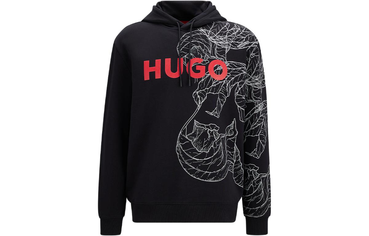 HUGO BOSS FW22 Tattoo-Style Cotton Logo Sweatshirt Black 50477343-001