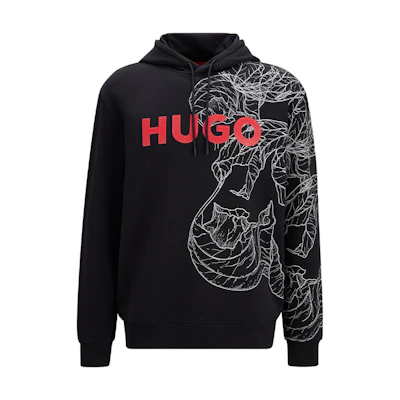 HUGO BOSS FW22 Tattoo-Style Cotton Logo Sweatshirt Black 50477343-001