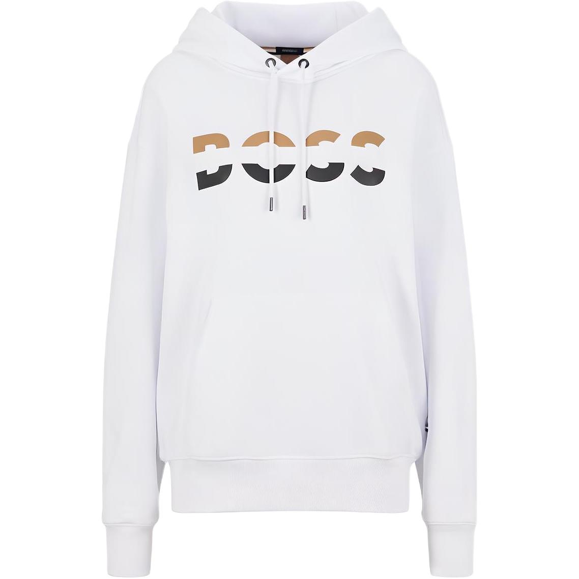 HUGO BOSS FW22 Unisex White Hoodie with Logo Print 50491404-100