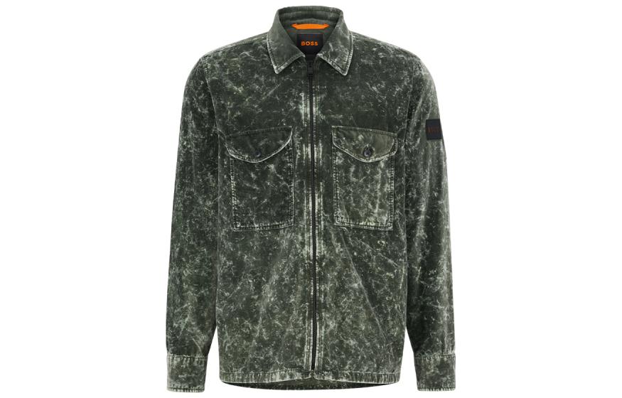 HUGO BOSS FW22 Velvet Collar Zip-Up Long Sleeve Jacket Men’s Deep Green 50483231-304