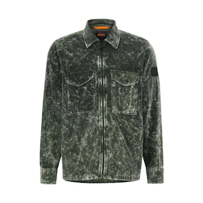 HUGO BOSS FW22 Velvet Collar Zip-Up Long Sleeve Jacket Men’s Deep Green 50483231-304