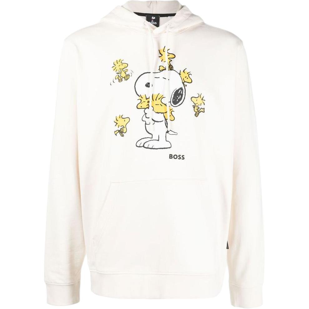 HUGO BOSS FW22 White Cartoon Graphic Print Hoodie Long Sleeve 50483005-118
