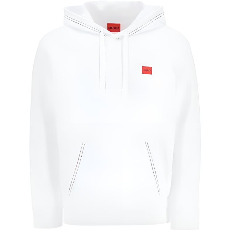 HUGO BOSS FW22 White Hoodie with Minimal Logo Print 50473242-100