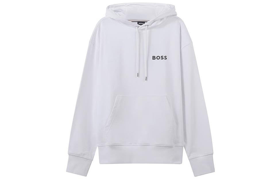 HUGO BOSS FW22 White Hoodie with Solid Logo Print 50472985 圖 2