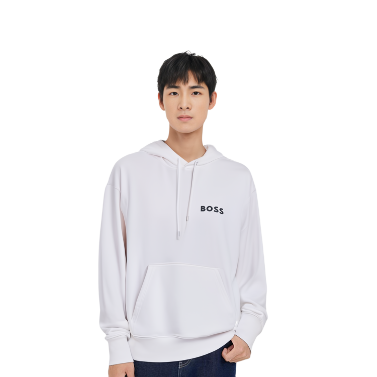 HUGO BOSS FW22 White Hoodie with Solid Logo Print 50472985 圖 4