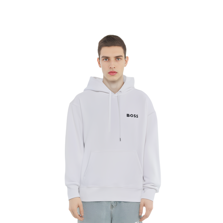HUGO BOSS FW22 White Hoodie with Solid Logo Print 50472985 圖 5