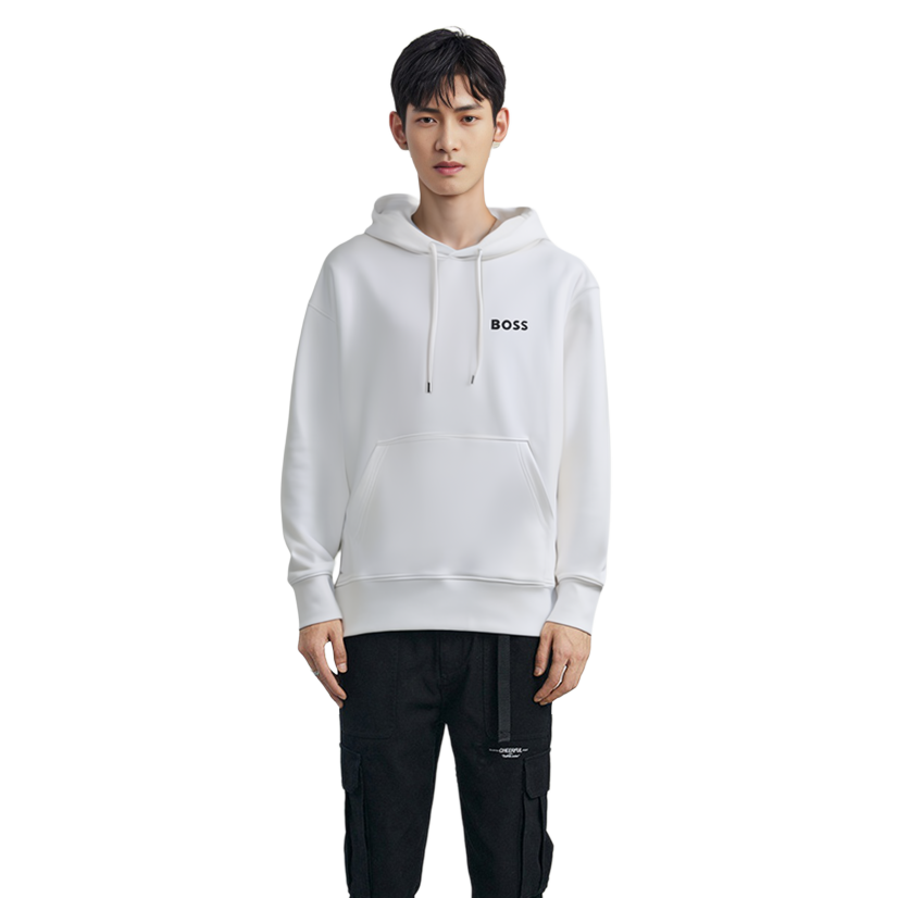 HUGO BOSS FW22 White Hoodie with Solid Logo Print 50472985 圖 6