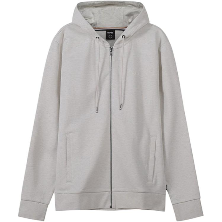 HUGO BOSS FW22 White Solid Color Zip-Up Sweatshirt Jacket 50471960-104