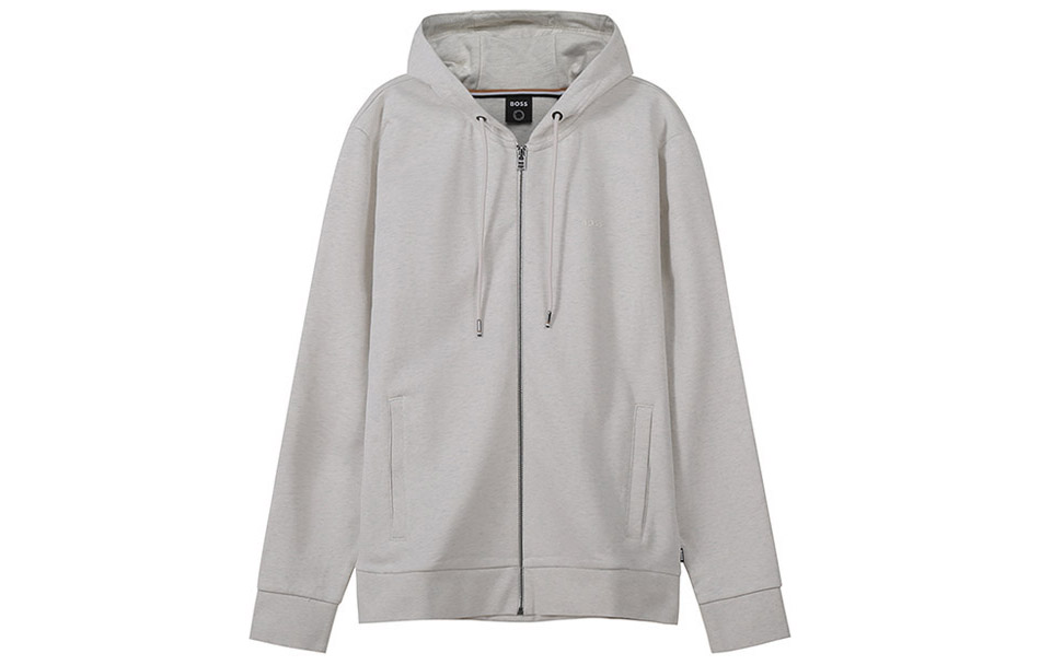 HUGO BOSS FW22 White Solid Color Zip-Up Sweatshirt Jacket 50471960-104 圖 2