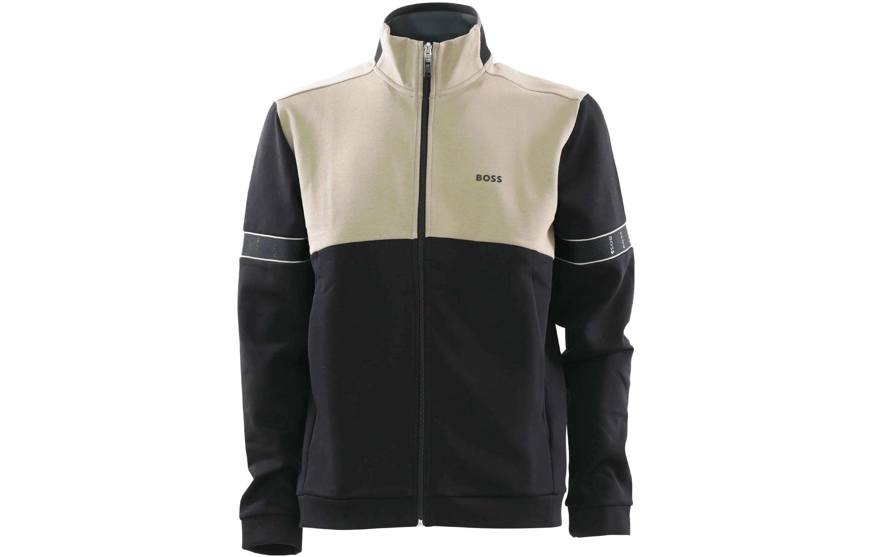 HUGO BOSS FW22 Zip-Up Striped Trim Sweatshirt Black () 50477026-001