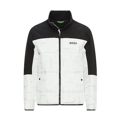 HUGO BOSS FW23 Black and White Colorblock Stand Collar Jacket 50497559-100