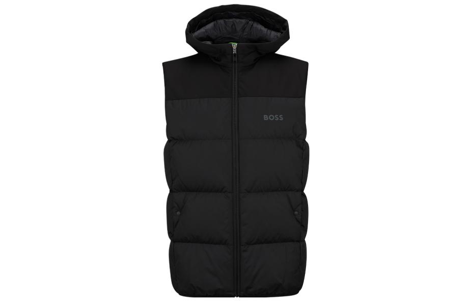 HUGO BOSS FW23  Black Casual Zip-Up Hoodie Vest with Letter Logo. 50497645-001 圖 2