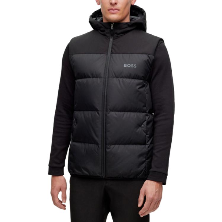 HUGO BOSS FW23  Black Casual Zip-Up Hoodie Vest with Letter Logo. 50497645-001 圖 4