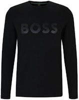 HUGO BOSS FW23 Black Crewneck Long Sleeve Tee with Logo Print. 50507027-001 HUGO BOSS FW23 Black Crewneck Long Sleeve Tee with Logo Print. 50507027-001