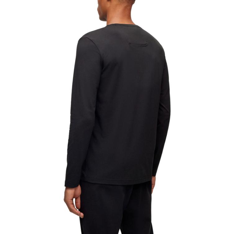 Lookbook ヒューゴボス FW23 ブラック ロゴプリント クルーネック 長袖Tシャツ 50507027-001