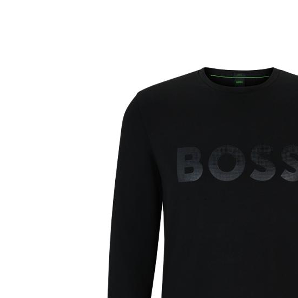 Purchase ヒューゴボス FW23 ブラック ロゴプリント クルーネック 長袖Tシャツ 50507027-001