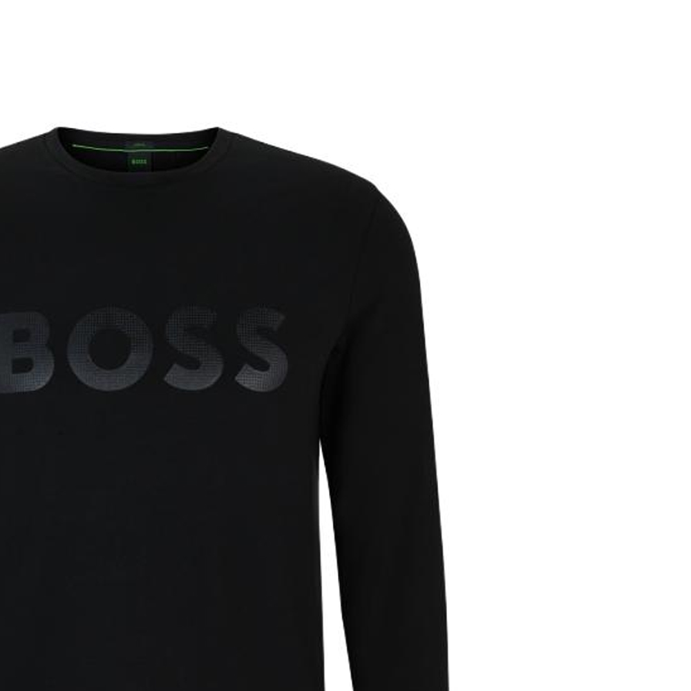 Sizing ヒューゴボス FW23 ブラック ロゴプリント クルーネック 長袖Tシャツ 50507027-001