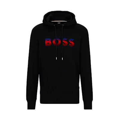 HUGO BOSS FW23 Black Hoodie with Letter Print Casual Design 50499560