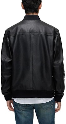 HUGO BOSS FW23 黑色皮革棒球領夾克外套. 50498511-001 Shop HUGO BOSS FW23 黑色皮革棒球領夾克外套. 50498511-001