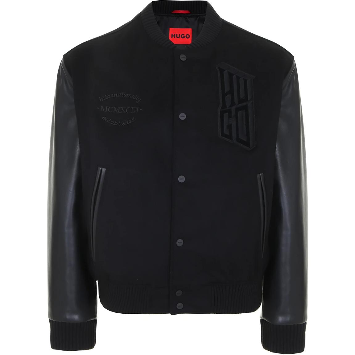 HUGO BOSS FW23  Black Logo Print Single-Breasted Long-Sleeve Jacket. 50503394-001