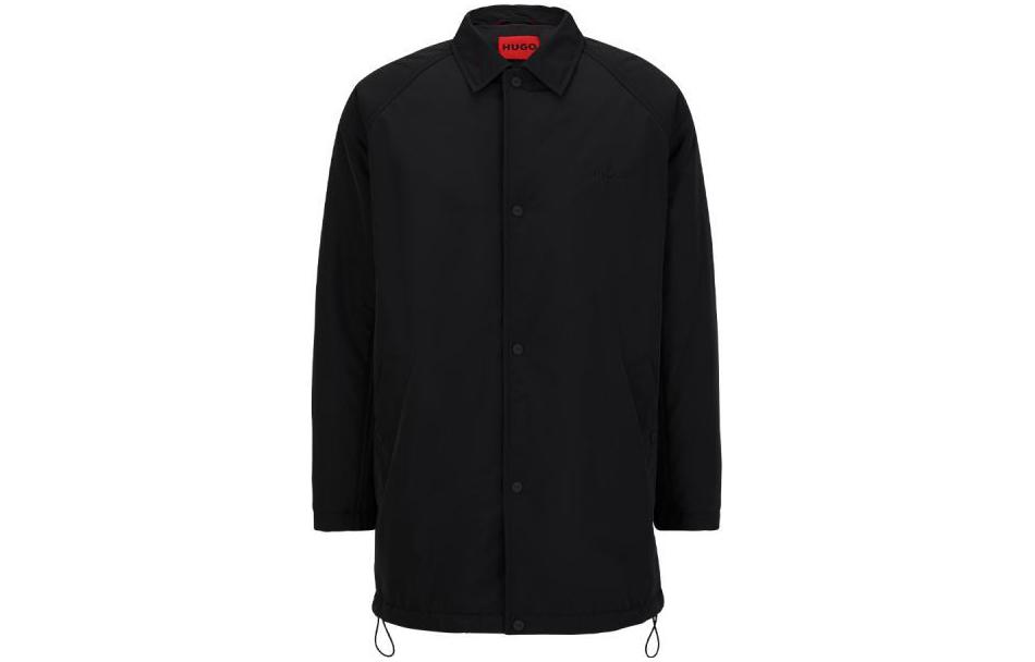 Order HUGO BOSS FW23 Jaket Lengan Panjang Hitam dengan Logo Bordir. 50495834-001