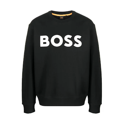 HUGO BOSS FW23 Black Loose-Fit Letter Print Crewneck Sweatshirt. 50487133-001
