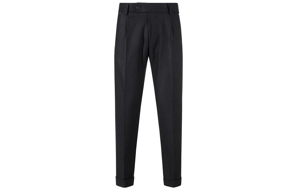 HUGO BOSS FW23  Black Mid-Rise Straight-Leg Casual Pants. 50502548-001